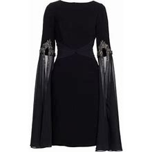 Teri Jon By Rickie Freeman Women's Embellished Tulle-Sleeve Midi-Dress - Black - Size 6
