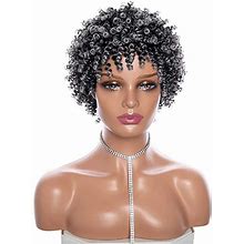 Short Curly Wigs For Black Women Short Kinky Curly Wig Curly Wig Afro Curly Wig Synthetic Curly Wigs Perfect For Daily Use Hair Wig Cap 22-22.5'' T-