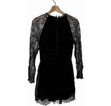 Joy Cioci York Rare Black Cocktail Dress Sheer Lace Sleeves 6
