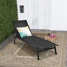 Costway Patio Lounge Chair Chaise Recliner Back Adjustable Garden Deck Black