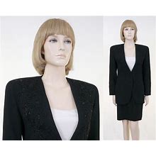 Vintage Talbots Petite Black Suit - 2 Piece Suit - Beaded Jacket - Women's Suit - Black Suit - Fully Lined Suit - 100% Wool - Size 4