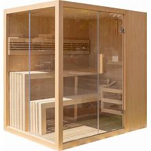 ALEKO Canadian Hemlock 4 Person Indoor Wet Dry Sauna With UL Certified Heater