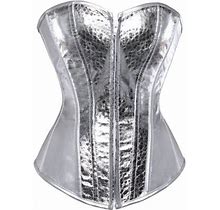 Yotmkgdo Shapewear Tummy Control, Bustier Corset Top With A Bodice By An Artificial Leather Waist Cincher Chest Supporting Body Shaping Clothes (Silve