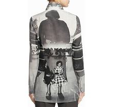 Akris "Three Women" Photorealistic Print Zip-Front Silk Tunic Sz 36 =