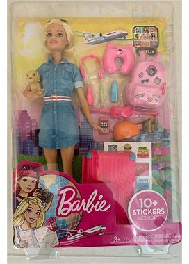 Barbie With Travel Set + Puppy, Luggage & 10+ Accessories