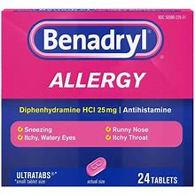Benadryl Diphenhydramine Allergy Relief Ultra Tablet 24S - 24Ct