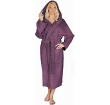 Women's Turkish Cotton Hooded Bathrobe - Purple - XS