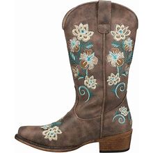 Roper Womens Riley Floral Western Boot - 12-1/4" Shaft - Vintage Cowgirl Boots, Snip Toe Cowboy Boots For Women, Flexible Outsole & Padded Insole