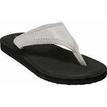 Wide Width Women's The Sylvia Soft Footbed Thong Slip On Sandal By Comfortview In Silver Metallic (Size 9 W)