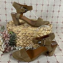 Aquatalia Shoes | Aquatalia Brown Suede Ankle Wrap Heeled Sandals Size 8 Preloved Ankle Buckle | Color: Brown | Size: 8