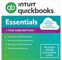 Quickbooks, Online Essentials 1YR, 2024, 1 Year Subscription, Mac/Windows Compatible, ESD