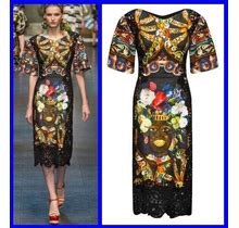 S/S 2013 Look 62 Dolce And Gabbana Black Lace Printed Dress It 38 - 2