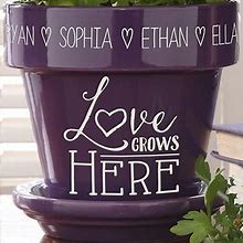 Love Grows Here Personalized Flower Pot, Mother's Day Gifts, Gifts For Her, Personalized Planter, Custom Flower Pot