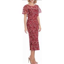 Js Collections Dresses | Js Collections Red & Pink Freya Scoop Neck Embroidered Floral Dress. Size 6. Nwt | Color: Pink/Red | Size: 6