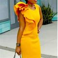 Chicme Dresses | Yellow Ruffle Dress | Color: Yellow | Size: L