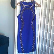 Bebe Dresses | Bebe Curvacious Beaded Bodycon Dress | Color: Blue | Size: M