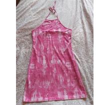 Y2K 90S Pink Tie Dye Halter Neck Mini Dress / Mini Stretch Dress Pink Y2K Dress / Size M / Acid Wash Micro Mini Dress Y2K