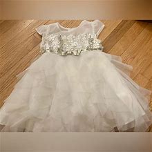 Jona Michelle Dresses | Jona Michelle 2T Ivory Tulle Dress With Silver Embellishments | Color: Silver/White | Size: 2Tg