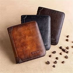 Vintage Fold RFID Leather Wallets, Short Multifunctional ID Credit Card Holder, Business Casual Money Bag Coin Purse Father's Day Gifts