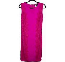 Tadashi Shoji Lg Pink Lace Paneled Sheath Jersey Sleeveless Cocktail Dress New
