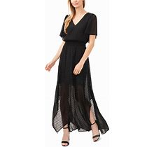 Cece Women's Smocked Waist Flutter Sleeve Maxi Dress - Rich Black