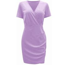 Peaskjp Dresses For Women Casual Women's Maxi Dresses Summer Spaghetti Strap Dress With Pockets (Purple,L)