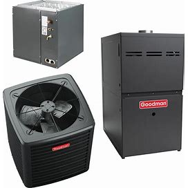 Goodman-4 Ton Cooling-80Kbtu/Hr Heating-Air Conditioner+Multi Speed Furnace System-14.3 SEER2-80% AFUE-Upflow GSXB404810 GM9S800805CX CAPT4961C4