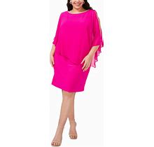 Msk Plus Size Embellished Chiffon-Overlay Dress - Fiercely Fuchsia