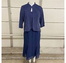 Alex Evenings Tea-Length Jacket Dress With Neck Jacket Women's Size 18