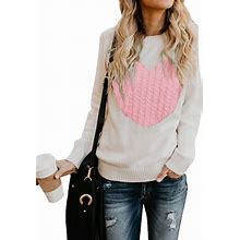 Alsol Lamesa Womens Pullover Sweaters Cute Heart Sweater Crew Neck Long Sleeve Valentines Sweaters For Women