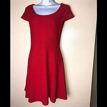 Heart Red Dress With Short Sleeves | Color: Red | Size: Small Size ( 3-5 )