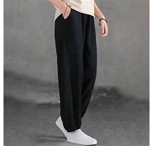 Gubotare Women Pants For Work Women's High Waist Pants Drawstring Capri Pants With Pockets Wide Leg Cropped Pants For Women (Black,3)