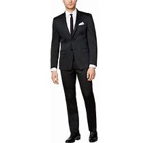 Calvin Klein Mens Peak Lapel Big & Tall Formal Tuxedo Black 46/Unfinished