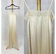 1980S - 1990S Lynn La Casa Cream 100% Silk And Lace Slip Dress
