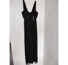 Betsy & Adam By Linda Bernell Long Dress Sleeveless Black Size 4 Lined Gown