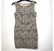 9 And Co Dress Womens 8 Leopard Cheetah Print Sleeveless Sheath Lined