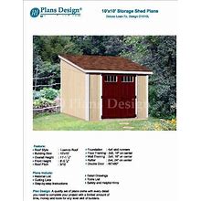 10' X 10' Deluxe Shed Plans, Lean To Roof Style Design D1010L, Material List And Step By Step Included