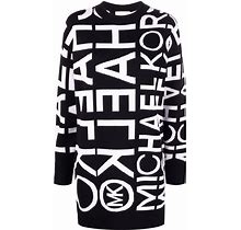 Michael Kors - Intarsia-Knit Logo Knitted Dress - Women - Merino/Cashmere/Nylon/Spandex/Elastane/Viscose - S - Black