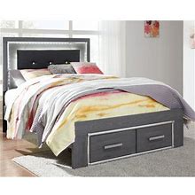 Signature Design By Ashley Lodanna Tufted Low Profile Storage Standard Bed Polyester In Gray | 53 H X 56.5 W X 81 D In | Wayfair