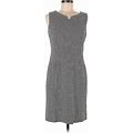 Talbots Casual Dress - Sheath V Neck Sleeveless: Gray Print Dresses - Women's Size 8 Petite