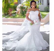 Plus Size Mermaid Wedding Dresses Off The Shoulder Lace Appliques
