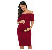 Maternity Dress Photography Knee Length Bodycon Off Shoulder