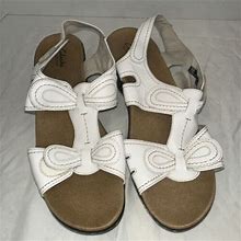 Clarks Lexi Walnut Q White Leather Sandals Size 12 Wide