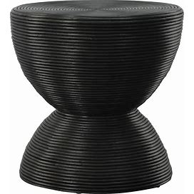 Bongo 22" Wide Stained Black Rattan Round Side Table - Style 994V6