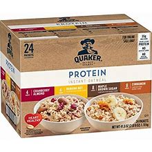 Quaker Instant Oatmeal, Protein 4 Flavor Variety Pack, 7G+ Protein, Individual Packets, 24 Count