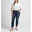 Silver Jeans Women's Suki Mid Rise Straight Crop Jeans Plus Size In Medium Indigo 18 X 27, Cotton/Elastane/Polyester