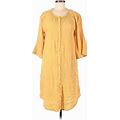 Mod-O-Doc Casual Dress - Shift Crew Neck 3/4 Sleeves: Yellow Print Dresses - Women's Size X-Small