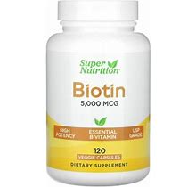 Super Nutrition Biotin, 5,000 Mcg, 120 Veggie Capsules