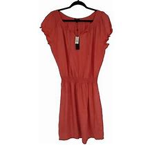 Talbots Women's Silk Peachy Orange Dress Size Medium Elastic Drop