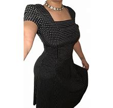 Liz Claiborne Vtg 90S Black Y2k Ditsy Print Midi Modest Dress Sz 4